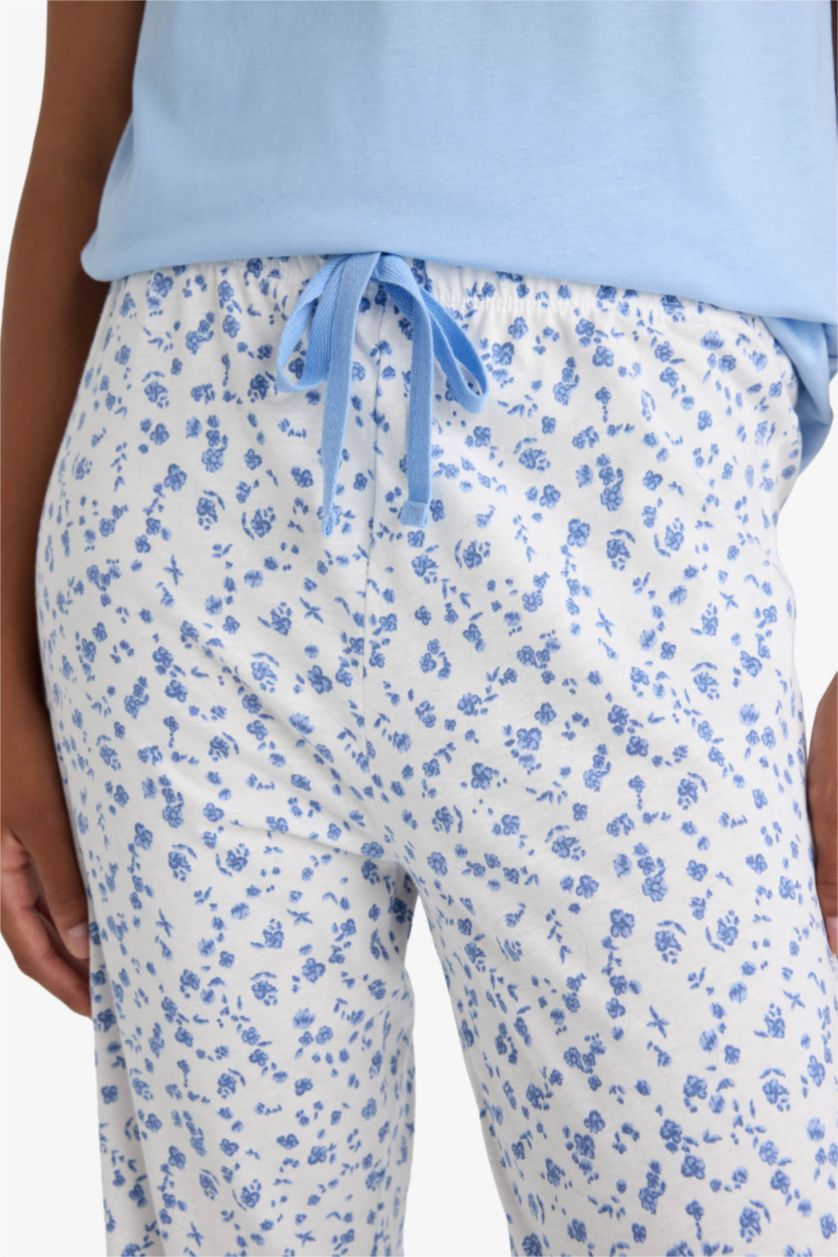 حريمي أزرق فاتح طقم قصة عادية نص كم من Fall in Love - قطعتين