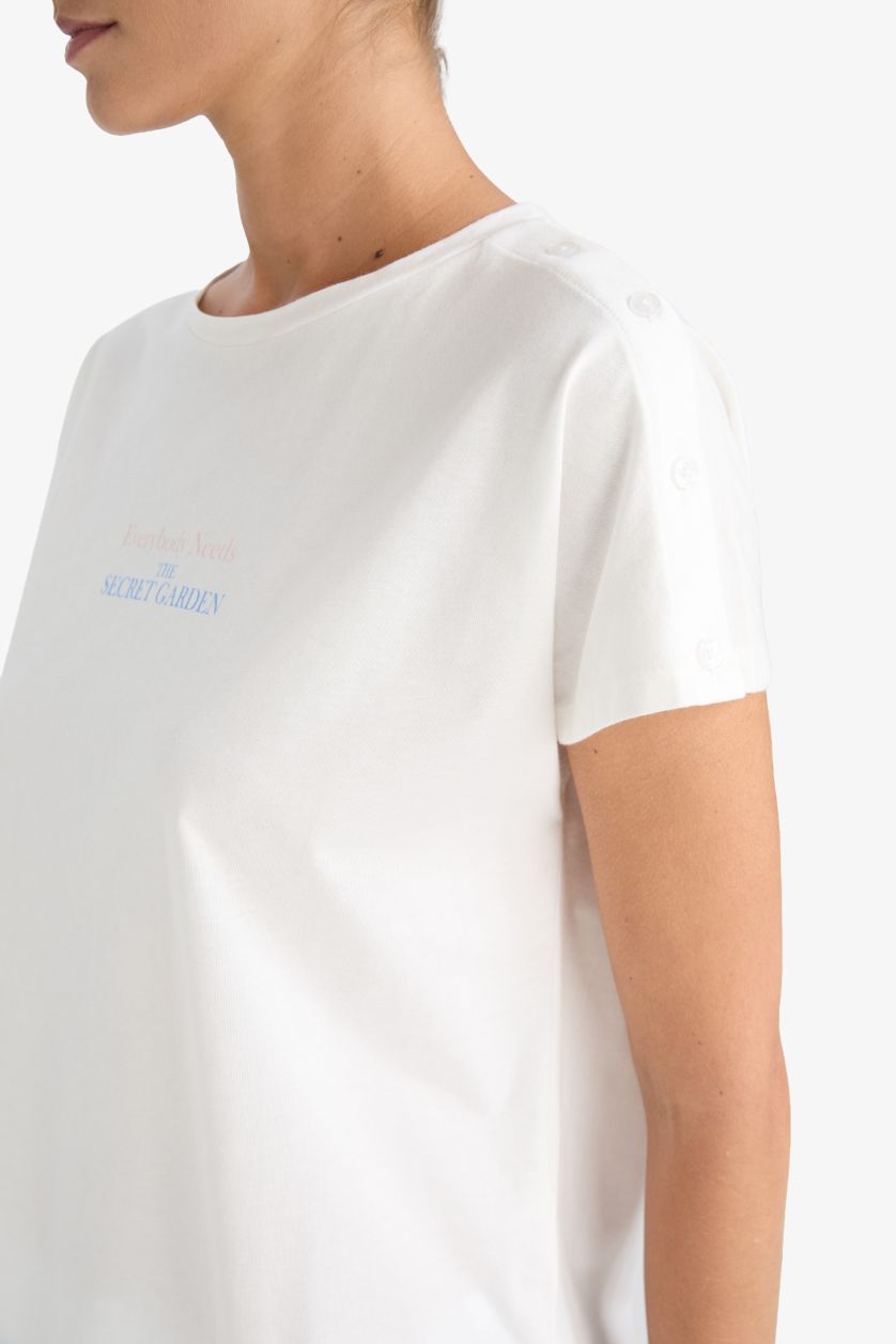 Woman Light Blue Fall in Love Regular Fit Top Bottom 2 Piece Pyjama Set