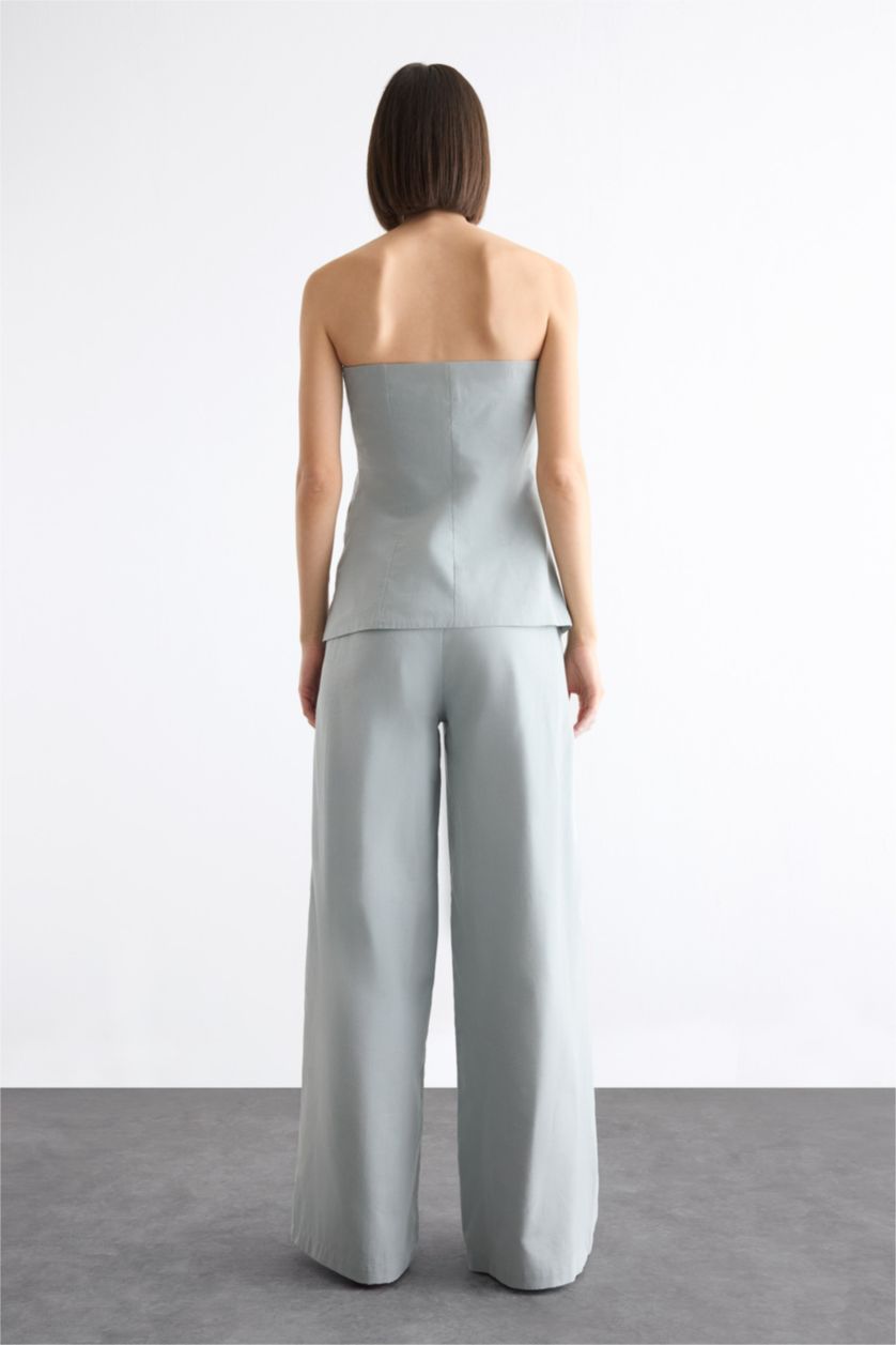 Woman Aqua Wide Leg Darted Trousers