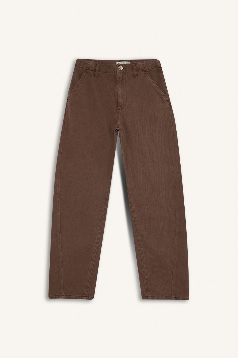 بناتي بني بنطلون بناتي بالون فيت جبردين حافة بيضاوية