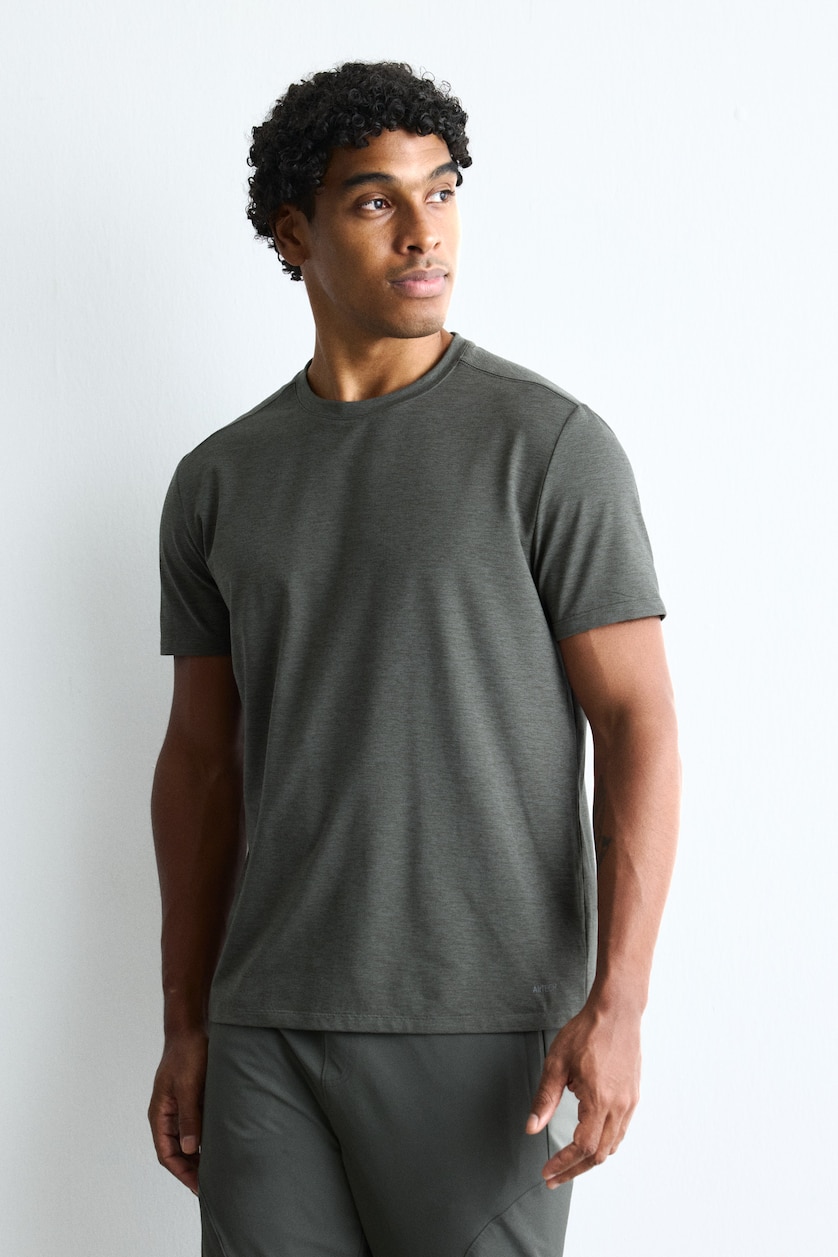 MESHKUJ Khaki Standard Fit Crew Neck Short Sleeve T-Shirt