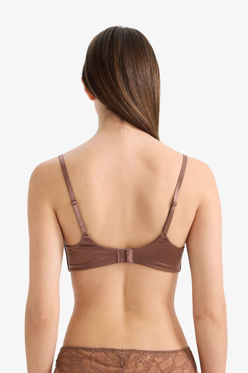 WOMAN Light Brown Satin Coated Semi Padded Non Wired T-Shirt Bra
