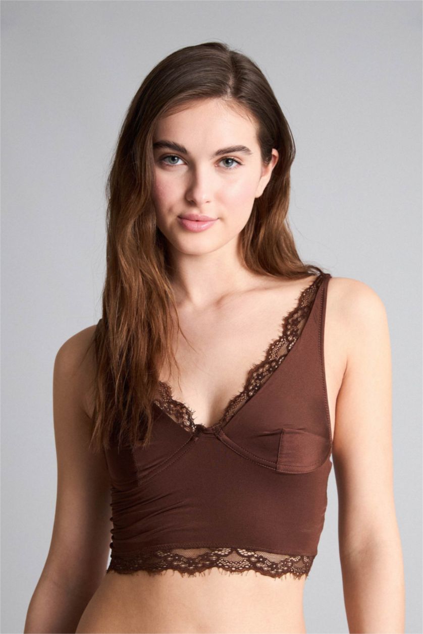 WOMAN Brown Sleeveless Knitted Tops