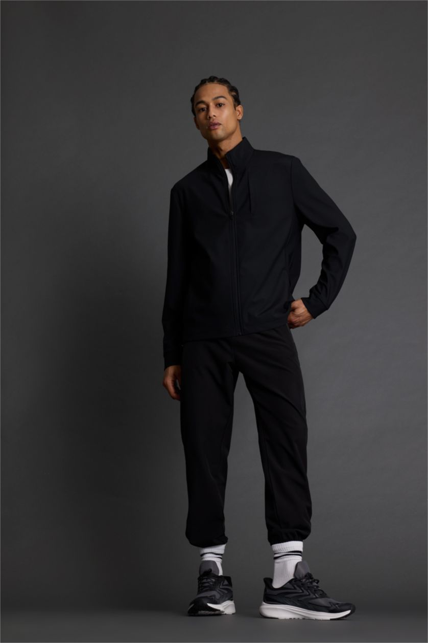 MAN Black DeFactoFit Standard Fit Stand Collar Zippered Sweatshirt