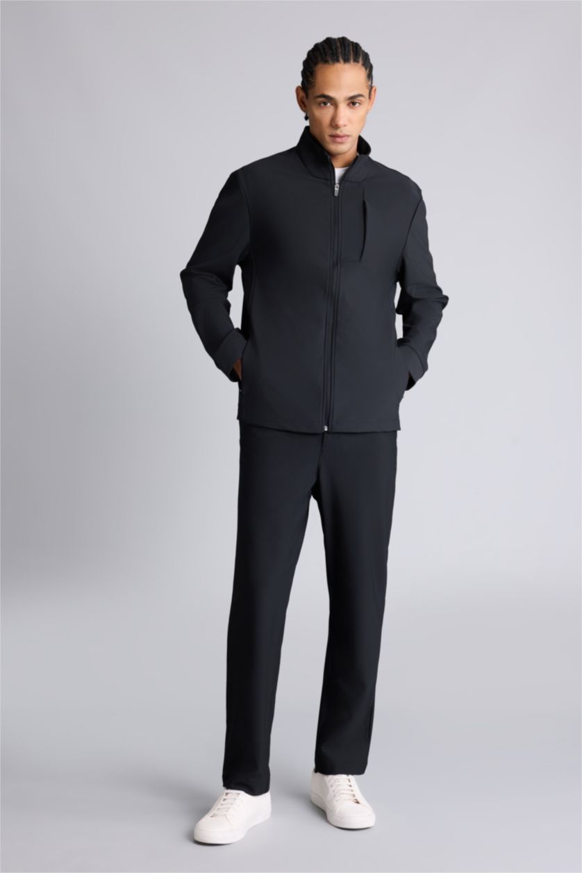 MAN Black DeFactoFit Standard Fit Stand Collar Zippered Sweatshirt