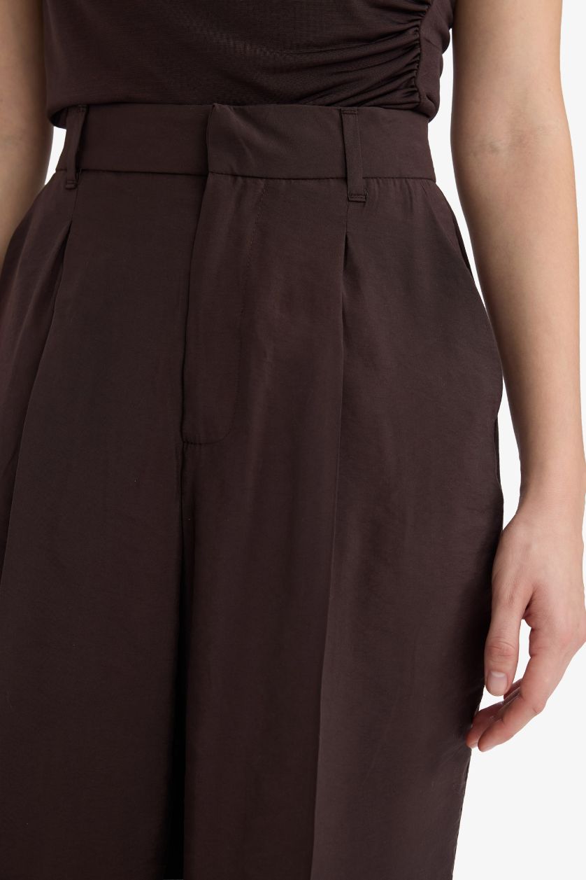 WOMAN Dark Brown Wide Leg High Waist Modal Trousers