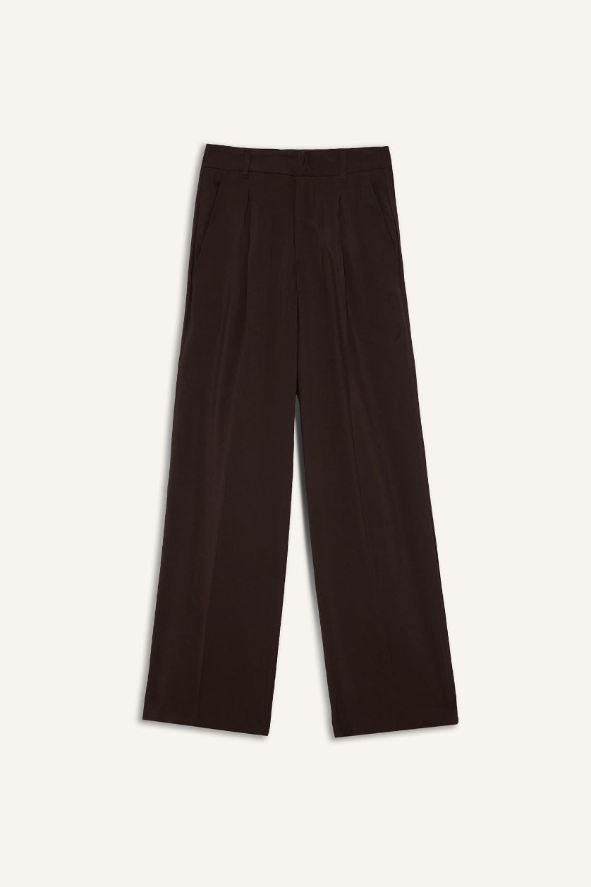 WOMAN Dark Brown Wide Leg High Waist Modal Trousers