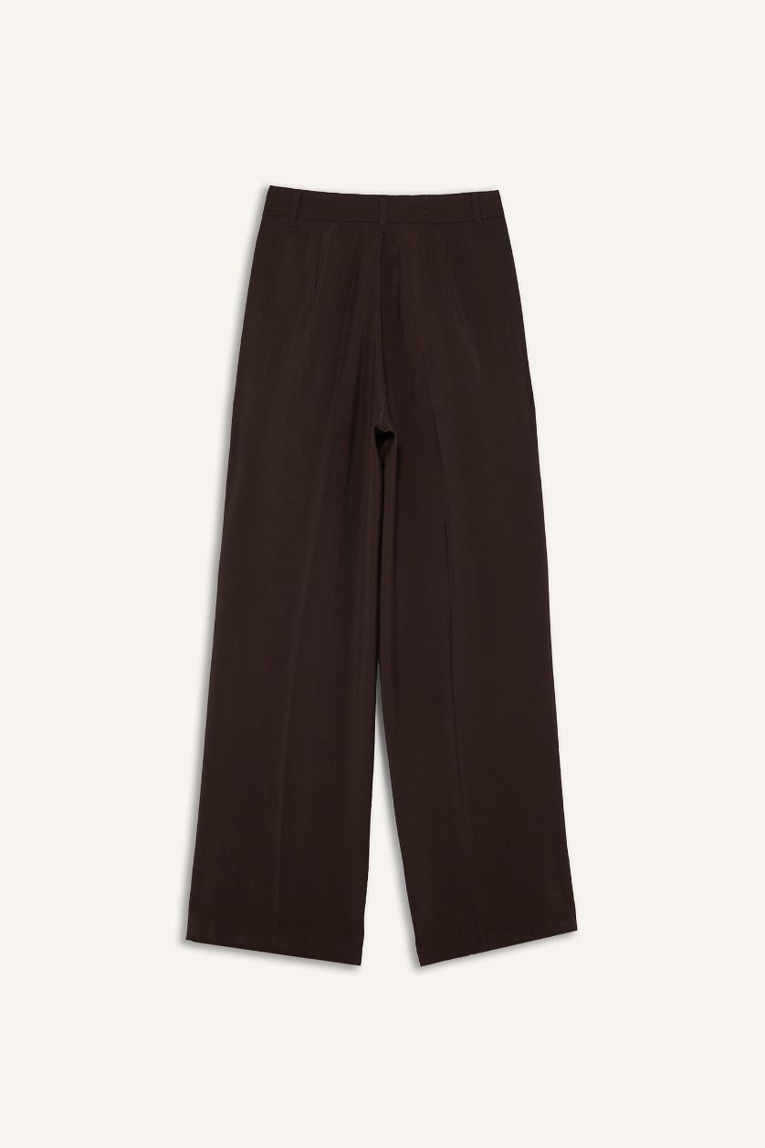 WOMAN Dark Brown Wide Leg High Waist Modal Trousers