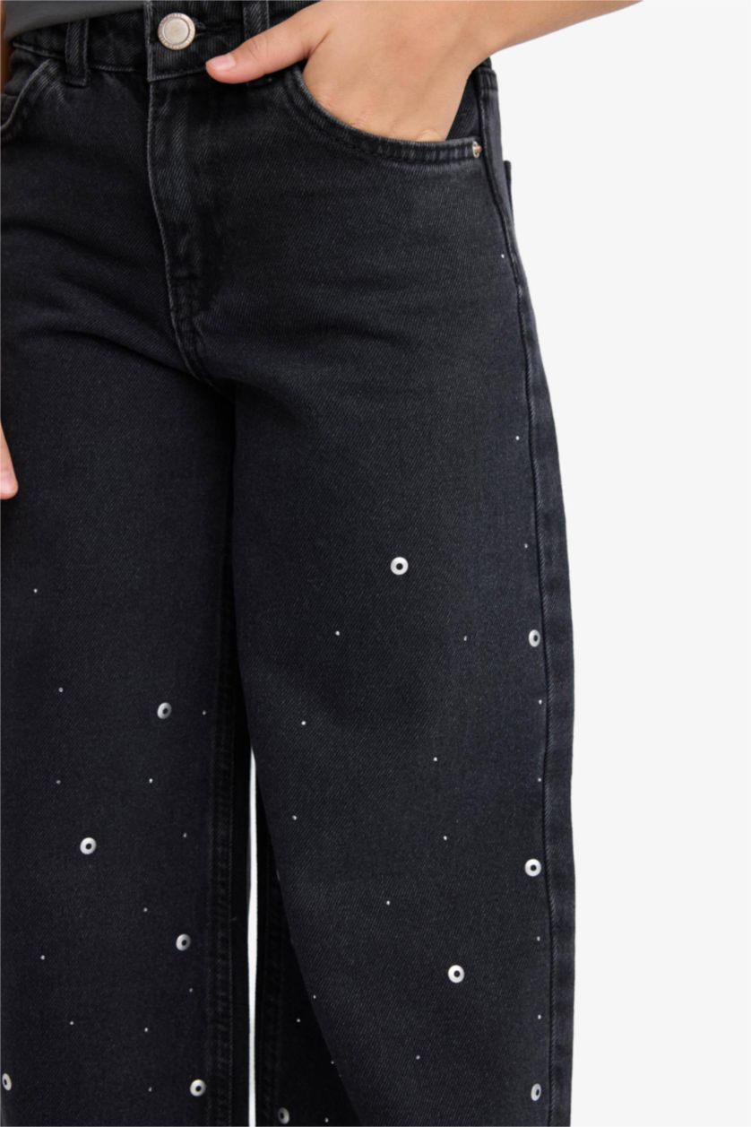 FILLES Anthracite Jean large Coupe wide leg pour fille