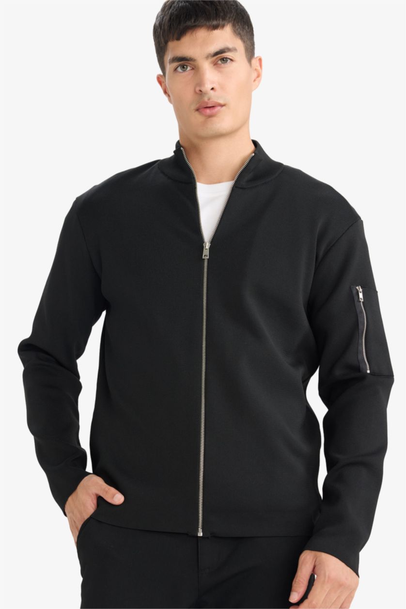 Man Black Standard Fit Turtleneck Knitwear Cardigan