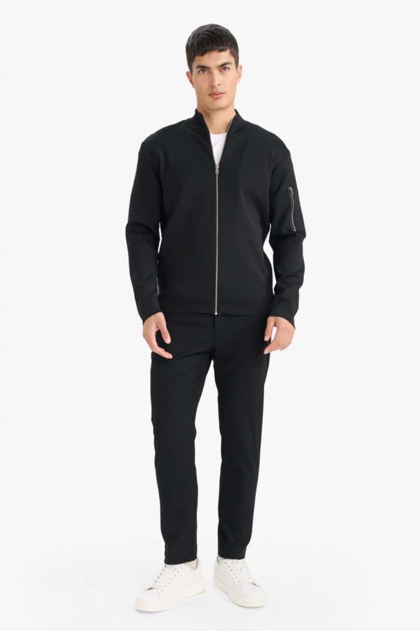 Man Black Standard Fit Turtleneck Knitwear Cardigan