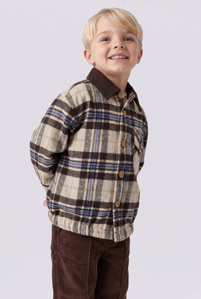 BABY BOY Beige Baby Boy Checked Flannel Long Sleeve Shirt