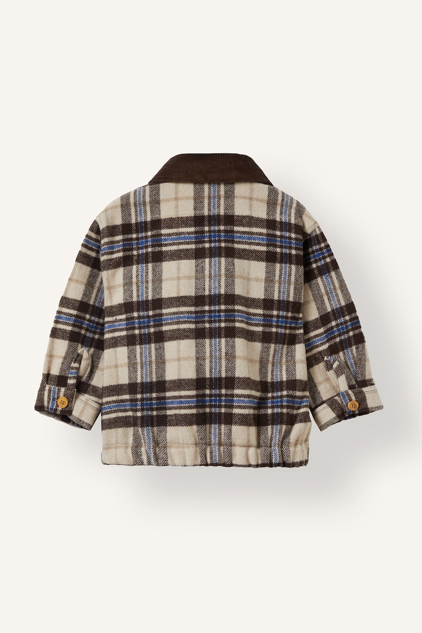 Baby Boys Beige Regular Fit Flanel Plaid Long Sleeve Shirt