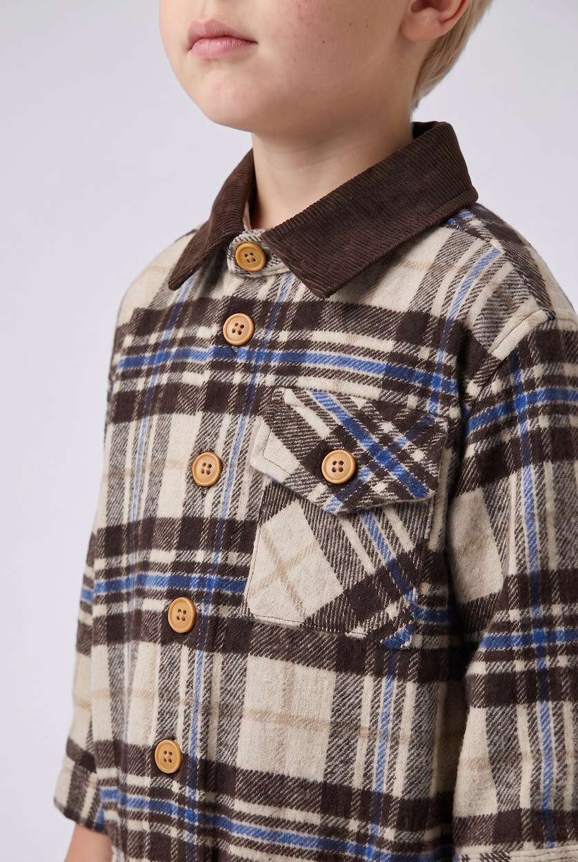 BABY BOY Beige Baby Boy Checked Flannel Long Sleeve Shirt