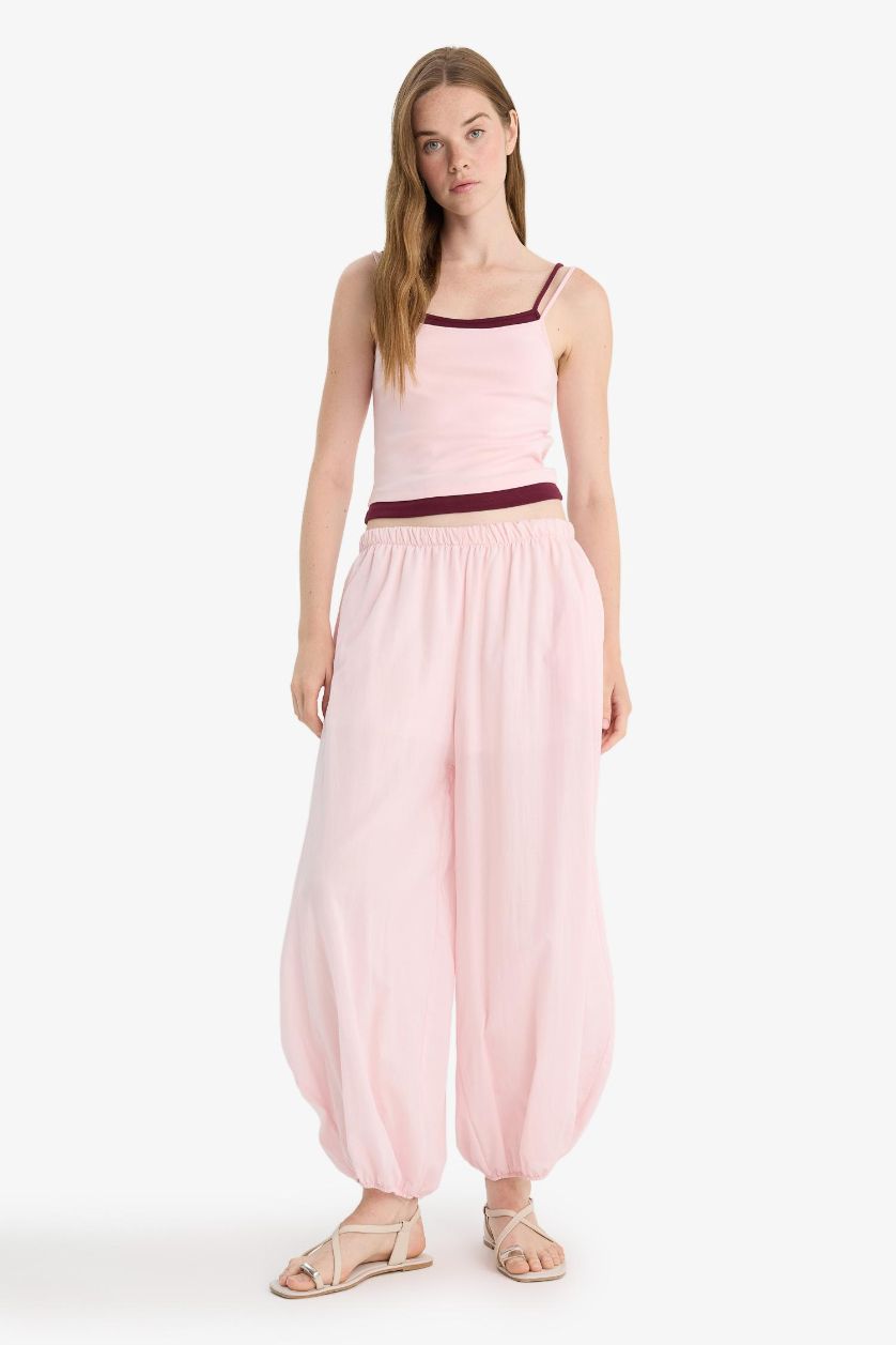 حريمي زهري تانك توب مضلع مخصر سليم فيت بياقة U