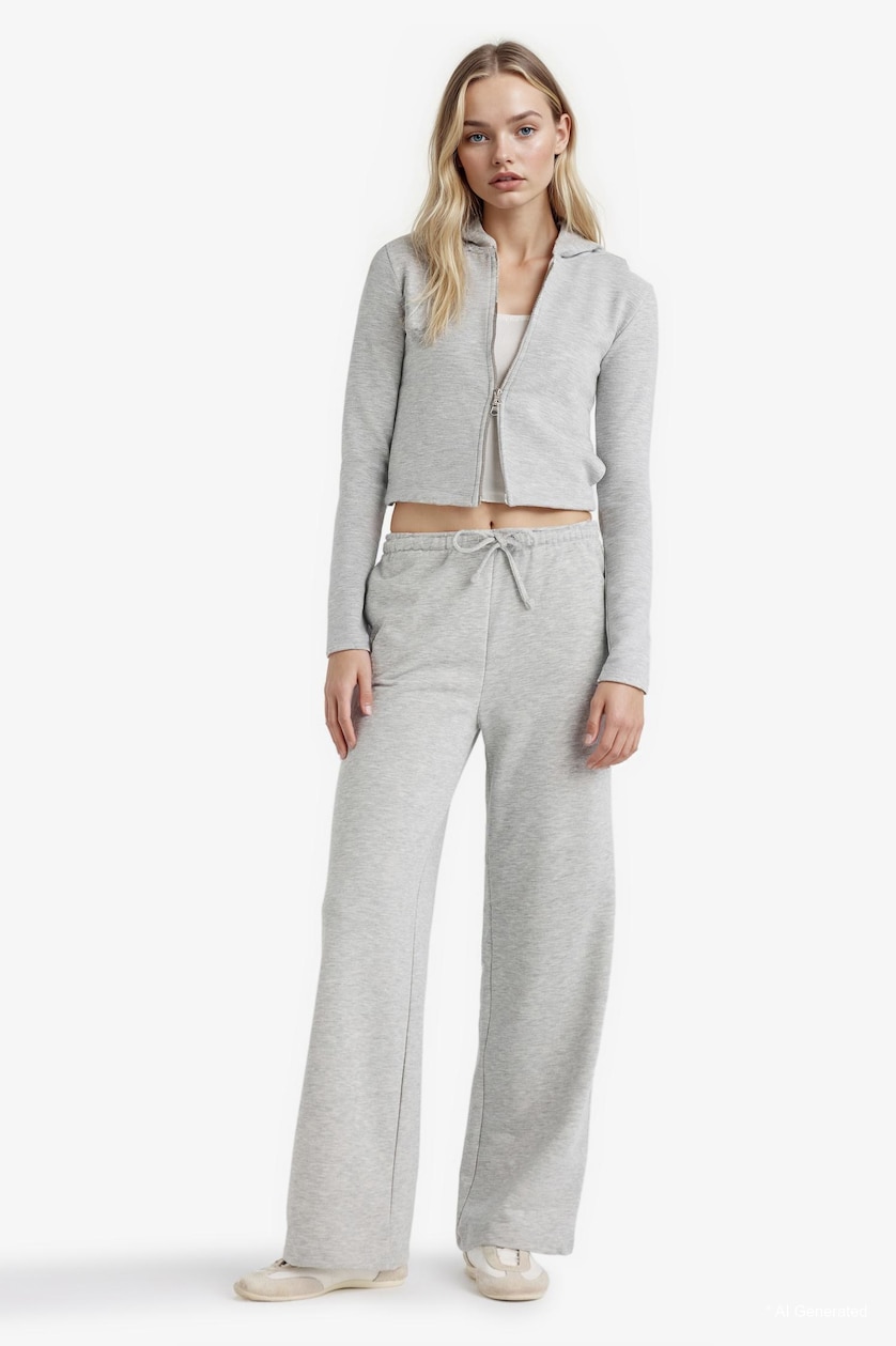 Women Grey Melange Slim Fit Zippered Modal Hoodie