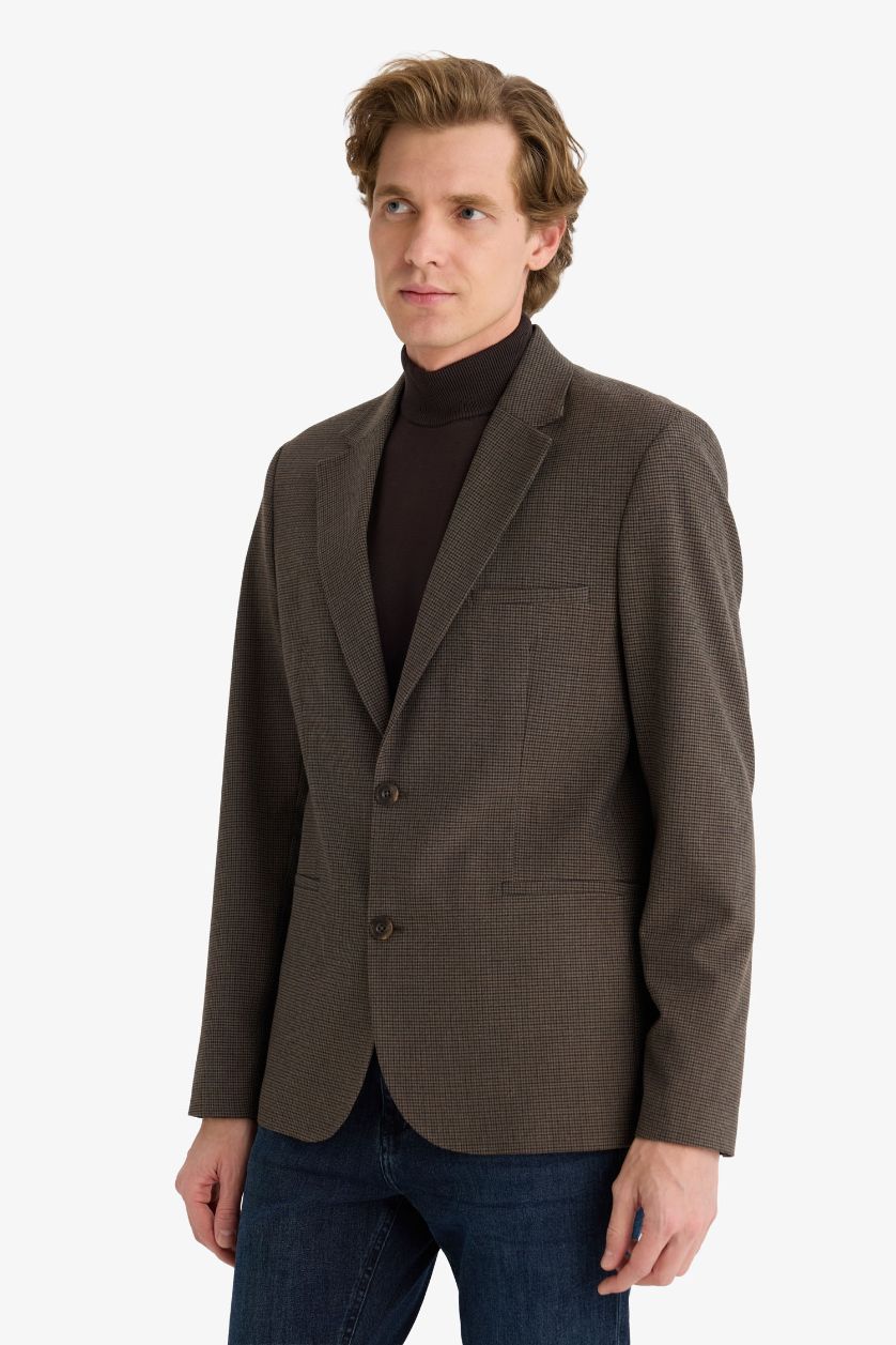 Erkek Açık Kahve Modern Fıt Blazer Ceket