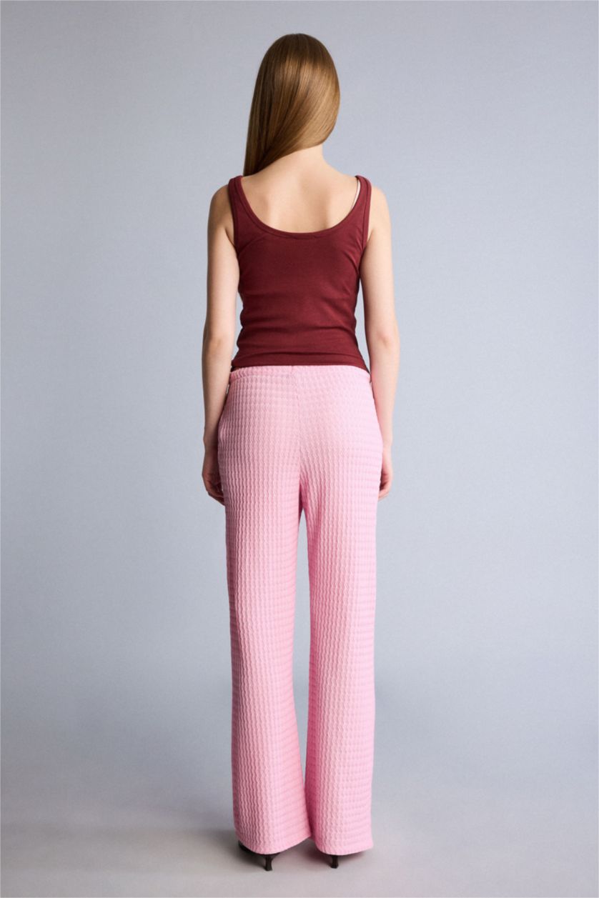 Kadın Pembe Wide Leg Bürümcük Pantolon