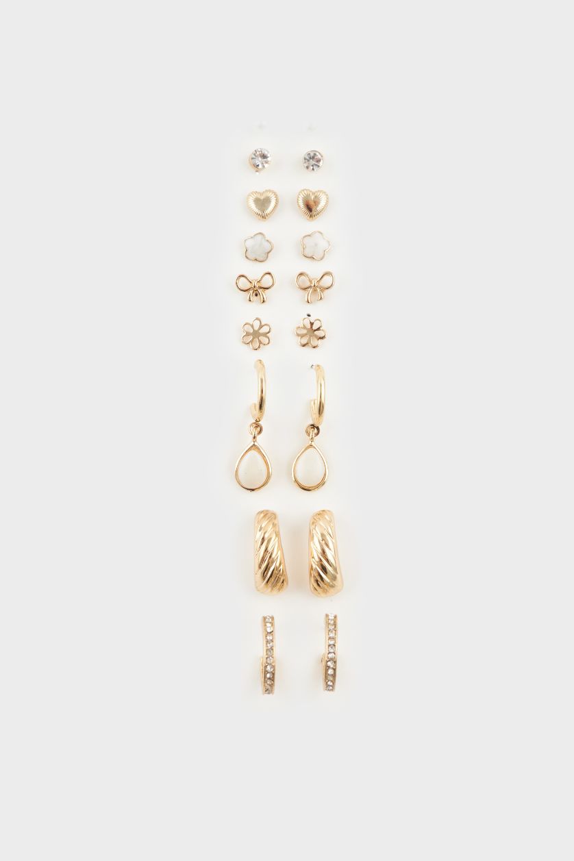 FEMME Altın Lot de 8 Boucles d’oreilles dorées pour femme