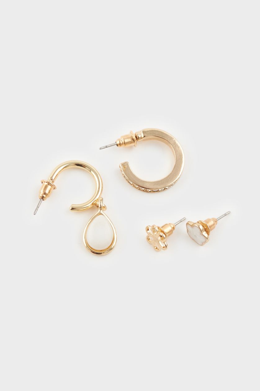 FEMME Altın Lot de 8 Boucles d’oreilles dorées pour femme