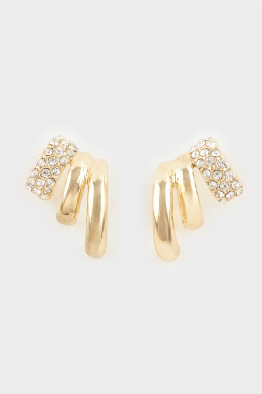 FEMME Altın Boucles d’oreilles dorées ornées de pierres pour femme