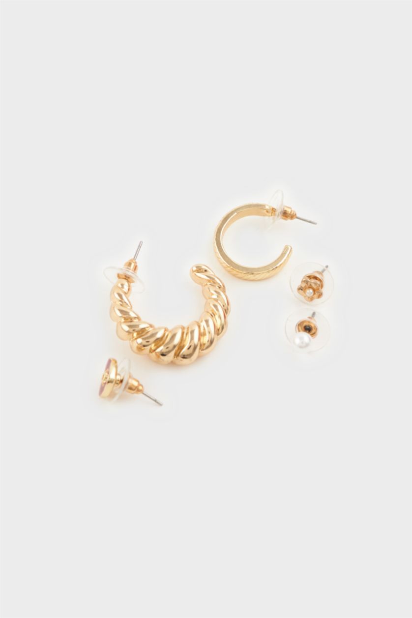 WOMAN Altın Woman Gold 9 piece Earrings