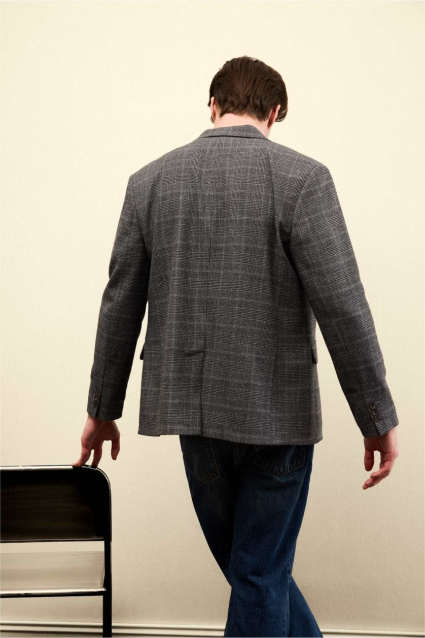 Erkek Antasit Melanj Modern Fıt Blazer Ceket