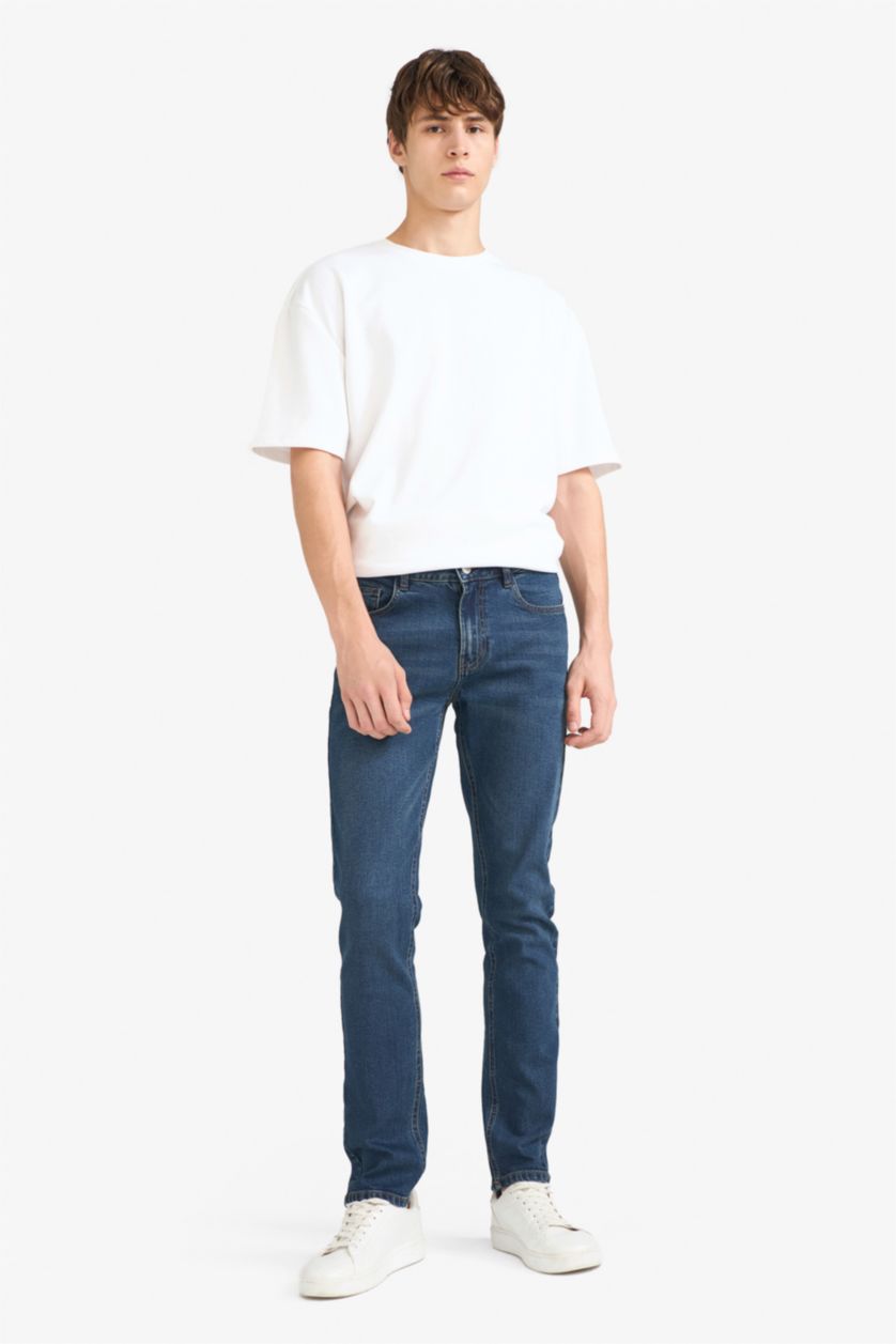 Man Dark Blue Pedro Slim Fit Super Skinny Hem Denim Trousers