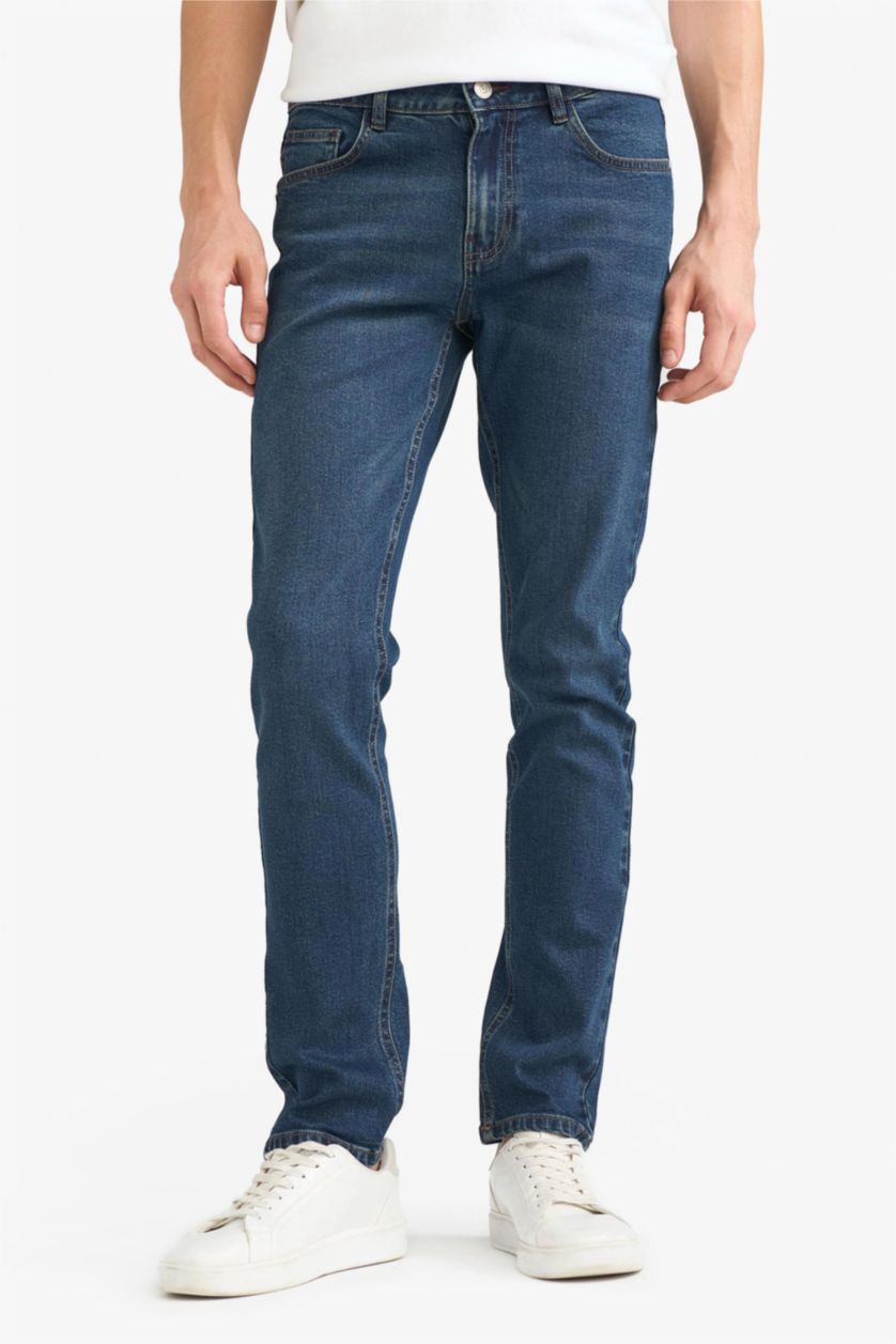 Man Dark Blue Pedro Slim Fit Super Skinny Hem Denim Trousers