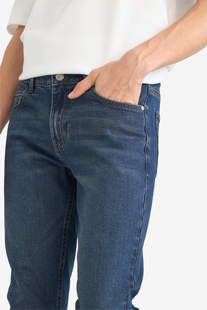 Man Dark Blue Pedro Slim Fit Super Skinny Hem Denim Trousers