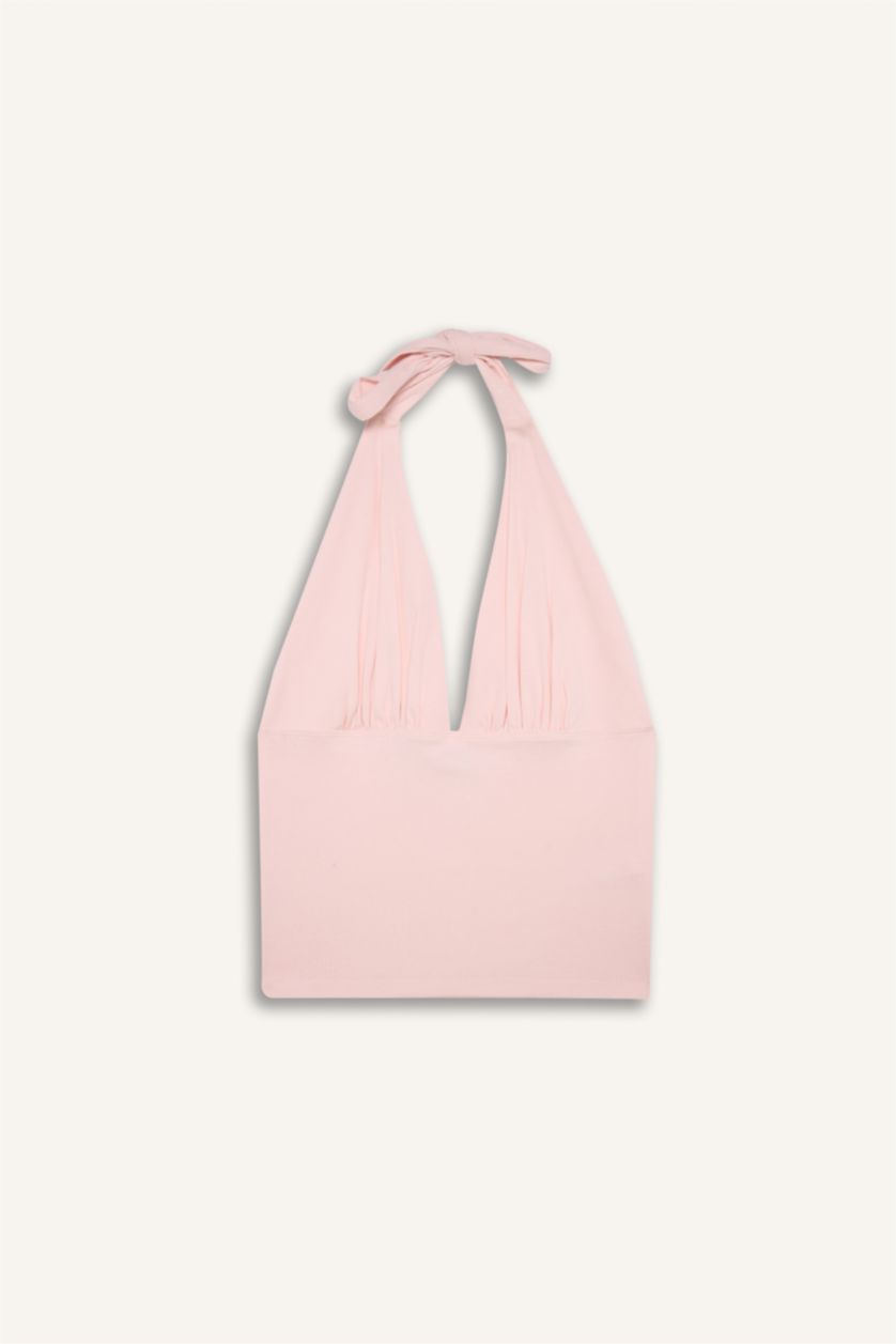 Kadın Açık Pembe Afra x Defacto Slım Fıt Halter Yaka Atlet