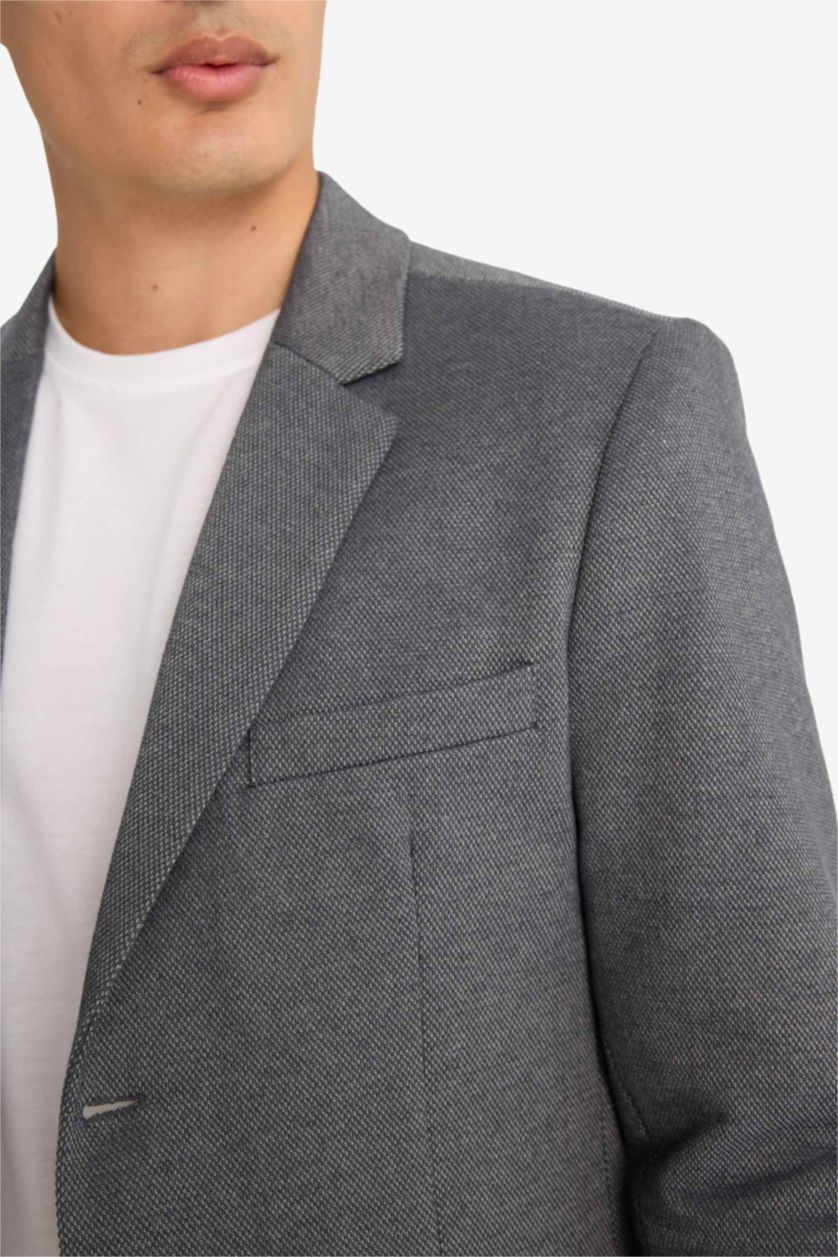 Erkek Antasit Melanj Slım Fıt Blazer Ceket