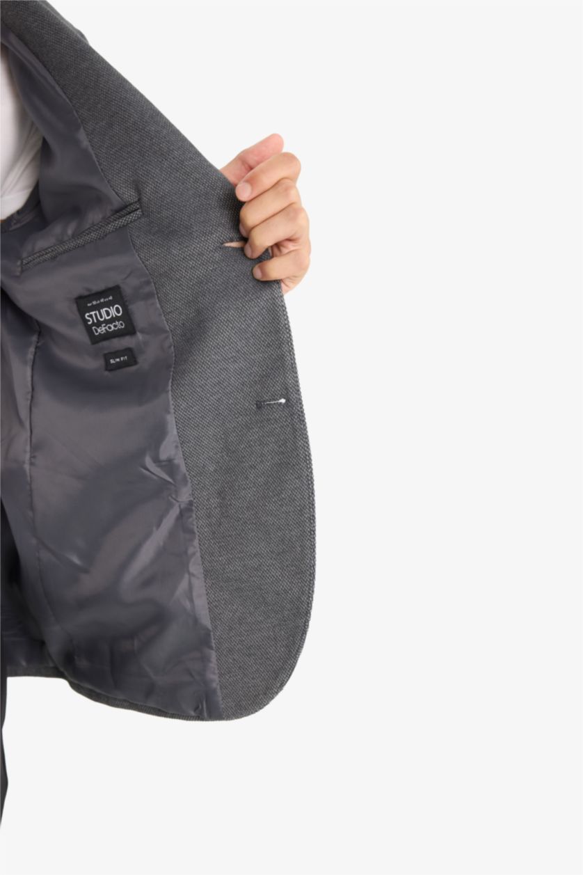 Erkek Antasit Melanj Slım Fıt Blazer Ceket