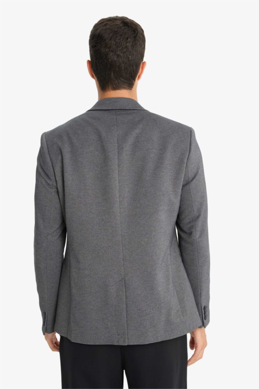 Erkek Antasit Melanj Slım Fıt Blazer Ceket