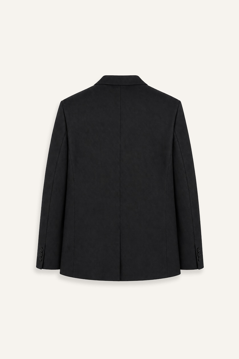 Erkek Siyah Slim Fit Dokulu Blazer Ceket