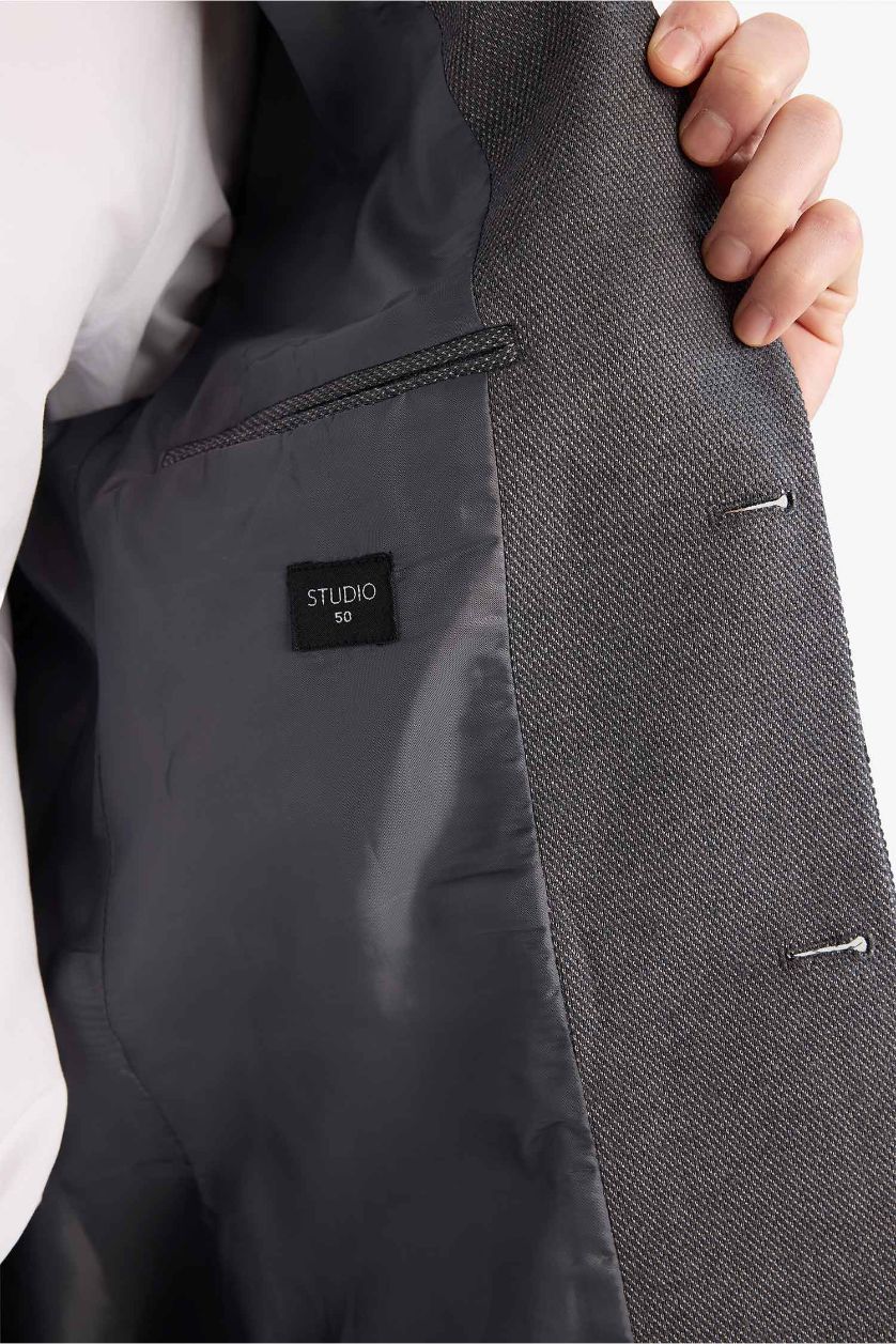 Man Anthracite Melange Slim Fit Cotton Blazer