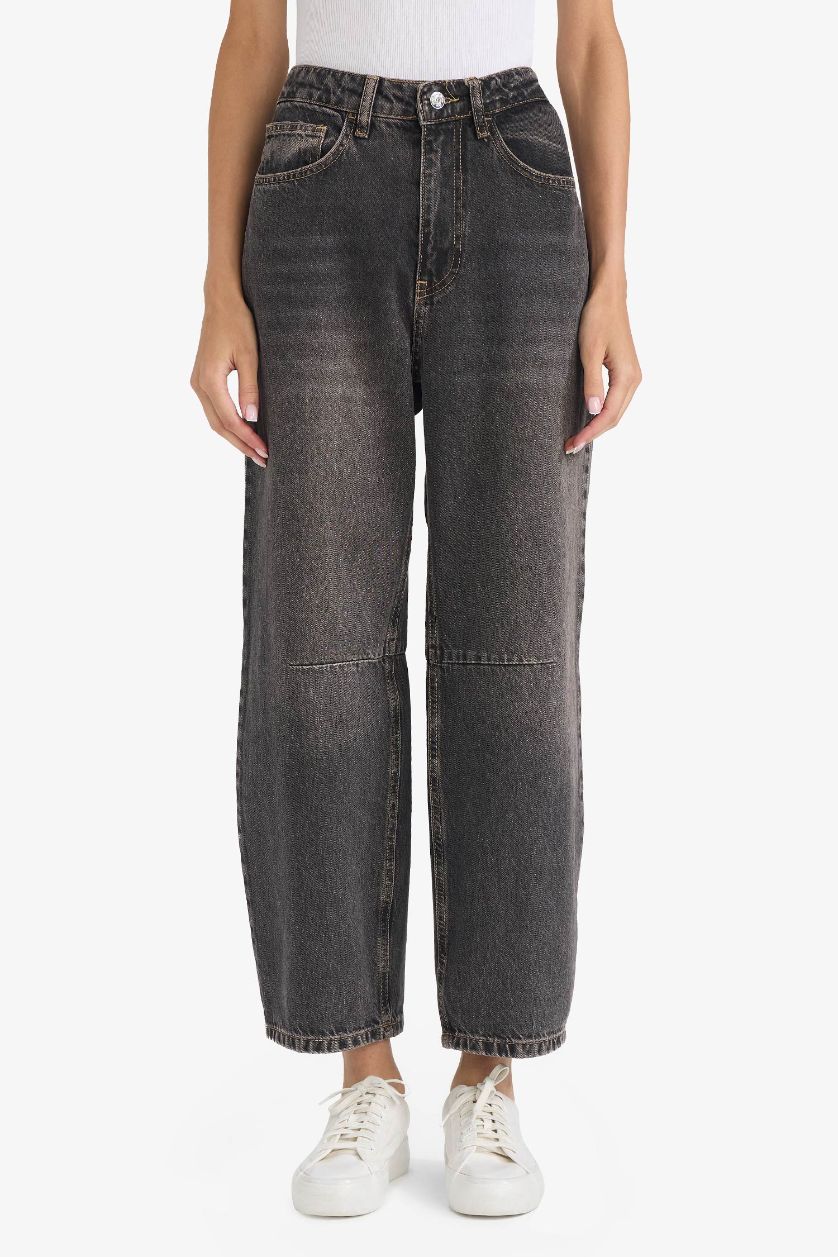 WOMAN Anthracite Barrel Fit High Waist Ankle Length Jeans