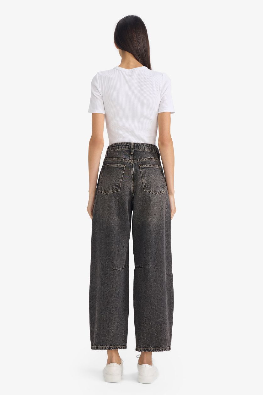 WOMAN Anthracite Barrel Fit High Waist Ankle Length Jeans