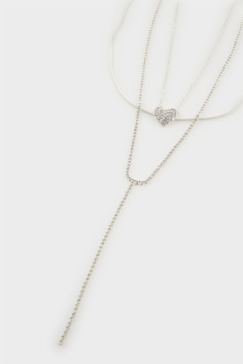 FEMME Gümüş Collier argenté avec détail cœur pour femme