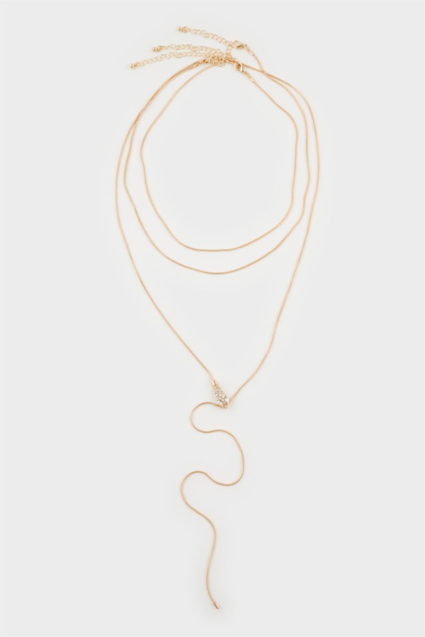 FEMME Altın Collier en Y doré à pendentif serpent pour femme