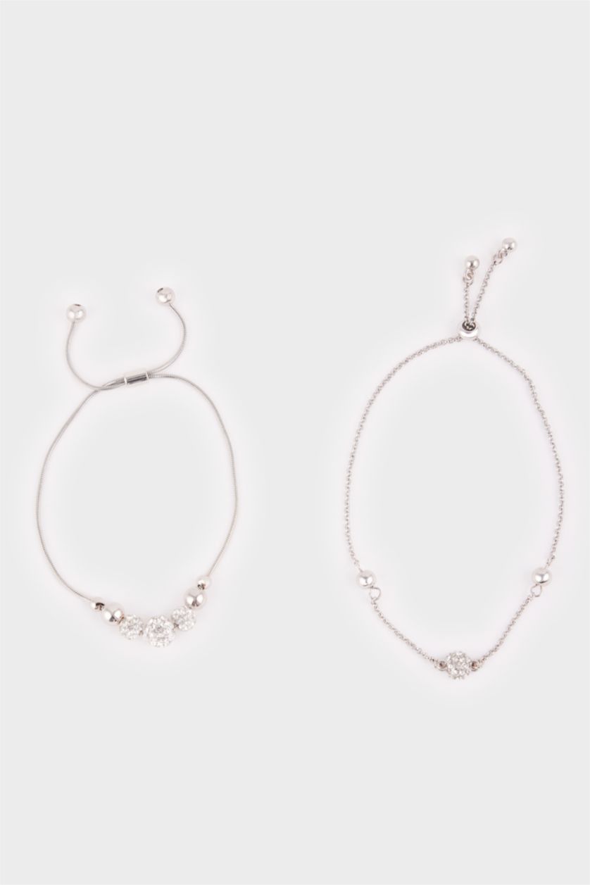 Kadın Gümüş Kadın Silver 2'li Asansörlü Ayarlanabilir Bileklik