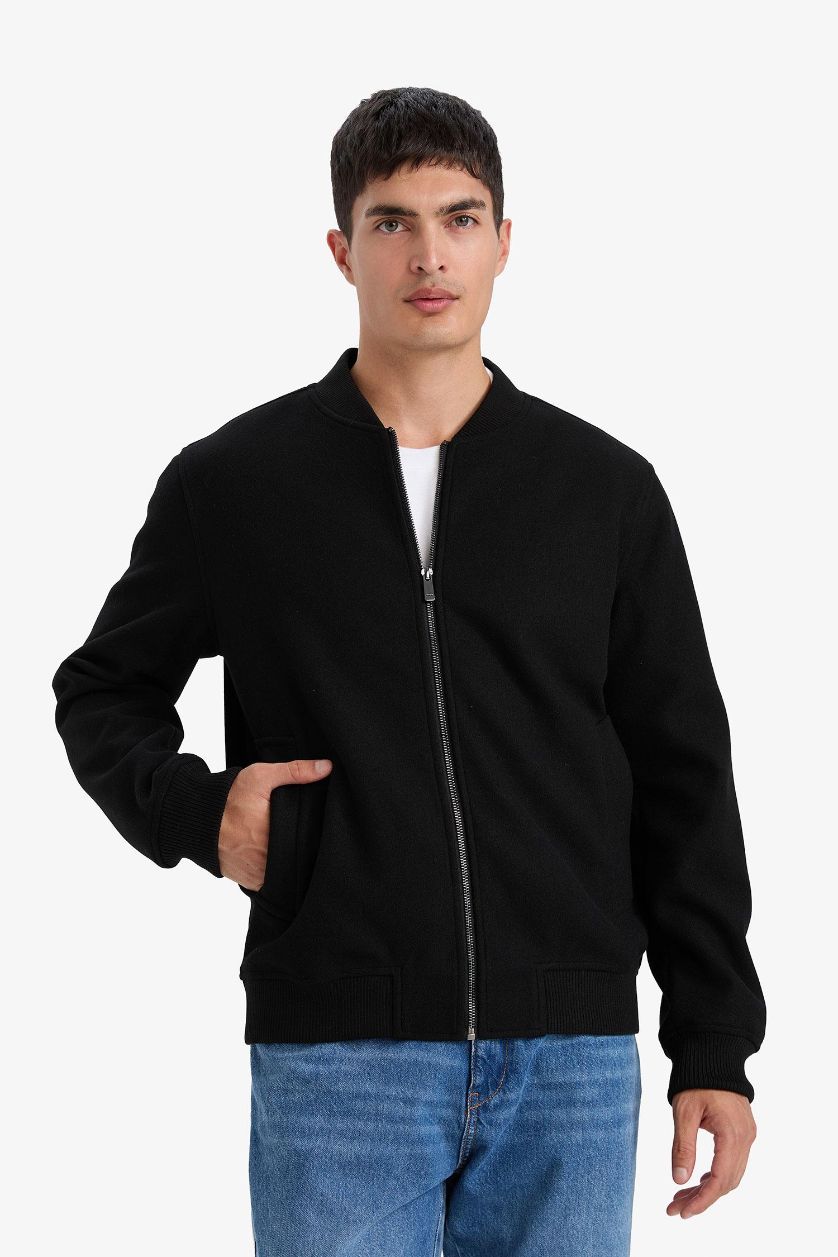 رجال أسود جاكيت دودون قصة عادية بومبر مبطن