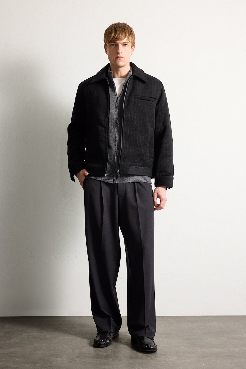 رجال أسود Zipper Puffer Jacket