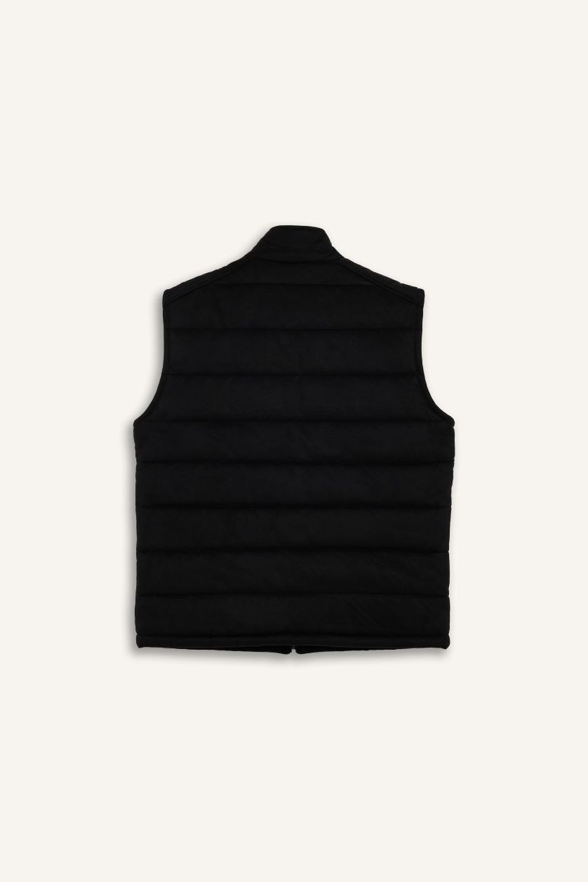 MAN Black Slim Fit Lined Suede Vest