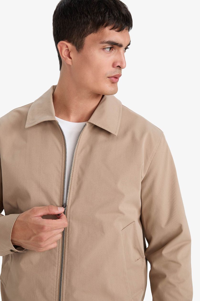 MAN Beige Regular Fit Lined Puffer Jacket