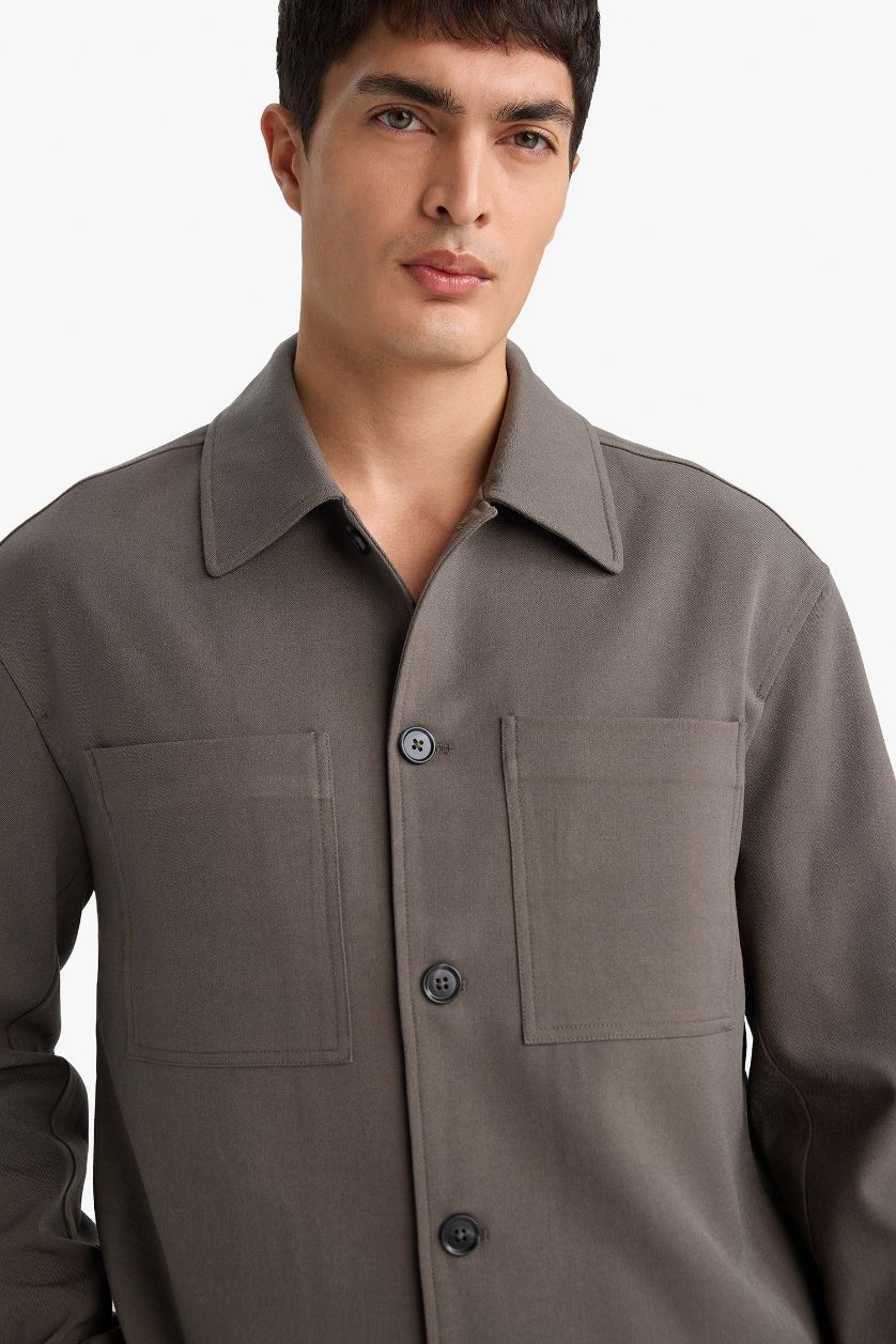 Мужчины Темный хаки Куртка Slim Fit на подкладке