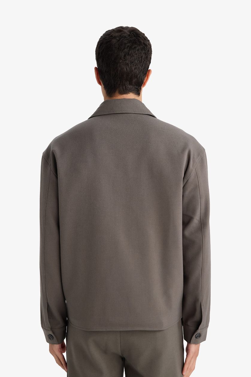 Мужчины Темный хаки Куртка Slim Fit на подкладке