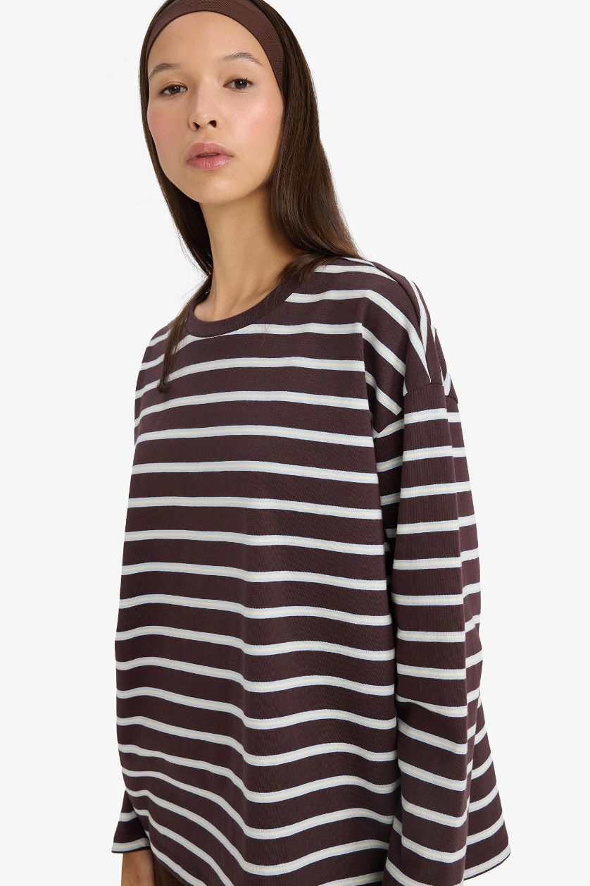 WOMAN Brown Loose Fit Long Sleeve Sweatshirt