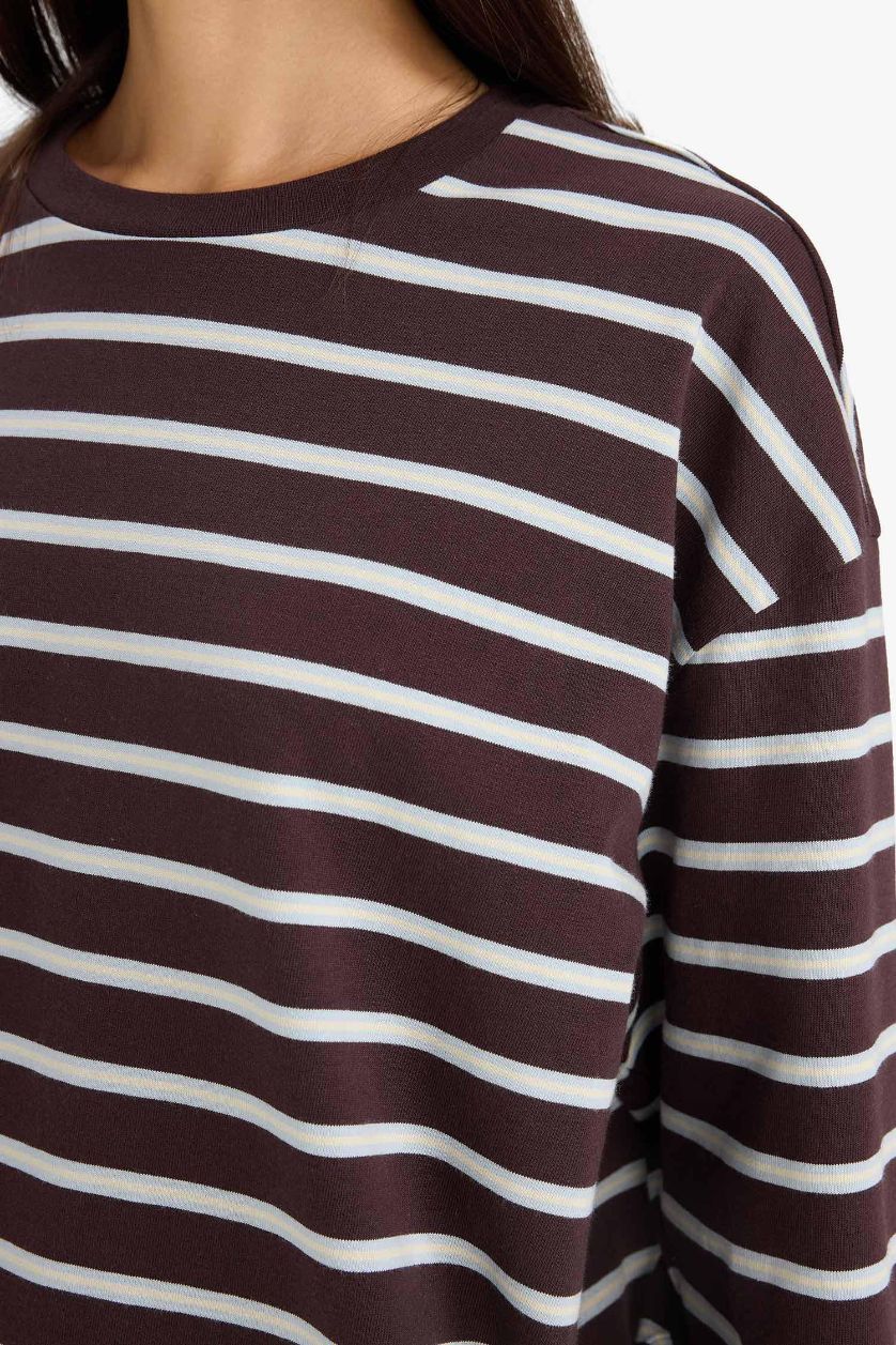 WOMAN Brown Loose Fit Long Sleeve Sweatshirt