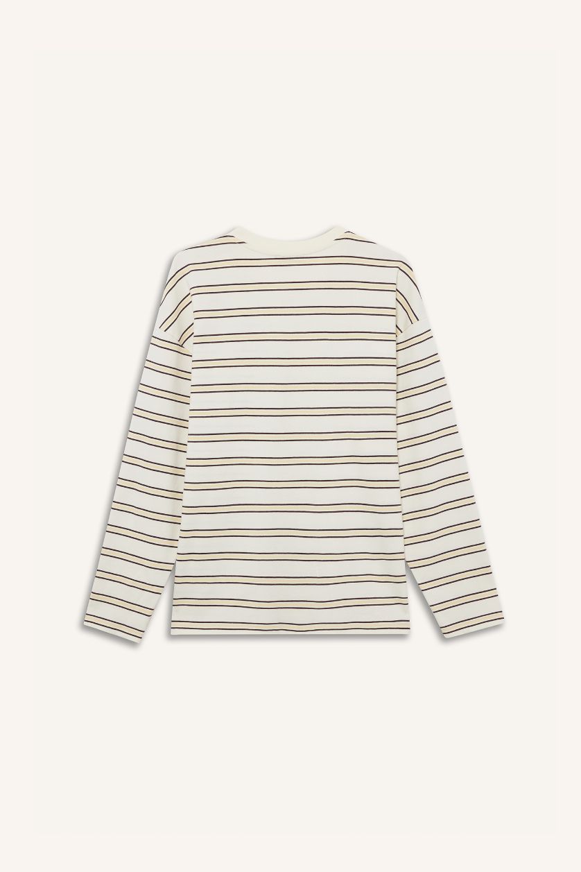 Woman Ecru Loose Fit Long Sleeve Sweatshirt